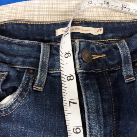 Levi's 721 Women's Jeans Size 27 High-Rise Skinny Distressed Medium Wash Blue - Picture 13 of 16